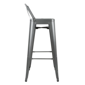 Sgabelli alti in acciaio grigio metallo con schienale - Set di 4 - Bolero