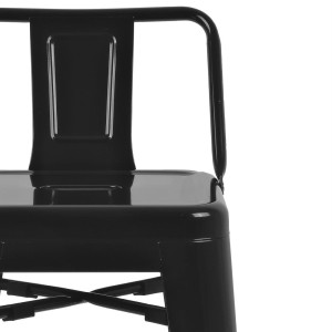 Sgabelli alti in acciaio nero con schienale - Set di 4 | Bolero