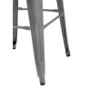Sgabello Bistro Alto in Acciaio Grigio con Seduta in Legno - Set di 4 - Bolero