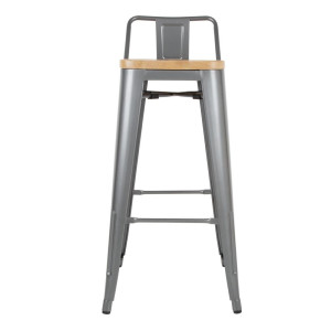 Sgabelli alti con schienale e seduta in legno - Grigio metallizzato - Set di 4 - Bolero