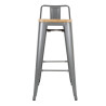 Sgabelli alti con schienale e seduta in legno - Grigio metallizzato - Set di 4 - Bolero