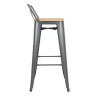 Sgabelli alti con schienale e seduta in legno - Grigio metallizzato - Set di 4 - Bolero