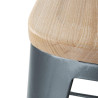 Sgabelli alti con schienale e seduta in legno - Grigio metallizzato - Set di 4 - Bolero