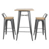 Sgabelli alti con schienale e seduta in legno - Grigio metallizzato - Set di 4 - Bolero
