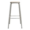 Sgabello alto in acciaio zincato con seduta in legno - Set da 4 - Bolero