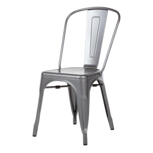 Sedie in Acciaio Grigio Metallizzato - Set di 4 - Bolero