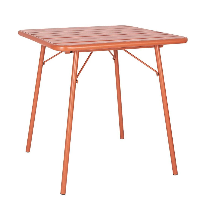 Tavolo quadrato a doghe in acciaio - Terracotta - Bolero Tavolo quadrato a doghe in acciaio - Terracotta - Bolero