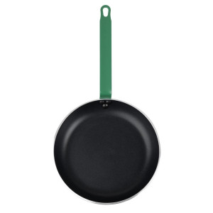 Padella in alluminio antiaderente con manico verde 280 mm - Hygiplas: cottura precisa, facile da pulire