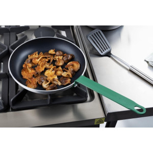 Padella in alluminio antiaderente con manico verde 280 mm - Hygiplas: cottura precisa, facile da pulire