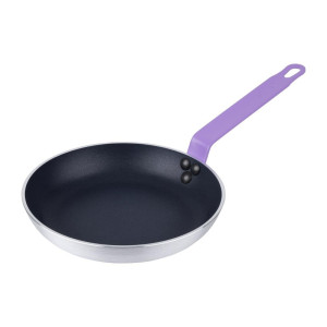 Padella in alluminio antiaderente Ø 240mm, manico viola Hygiplas - Rivestimento Teflon Platinum Plus