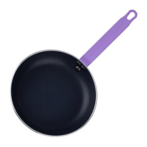 Padella in alluminio antiaderente Ø 240mm, manico viola Hygiplas - Rivestimento Teflon Platinum Plus