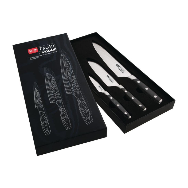 Set regalo 3 coltelli Tsuki Series 7 Vogue - Qualità professionale Set regalo 3 coltelli Tsuki Series 7 Vogue - Qualità professionale