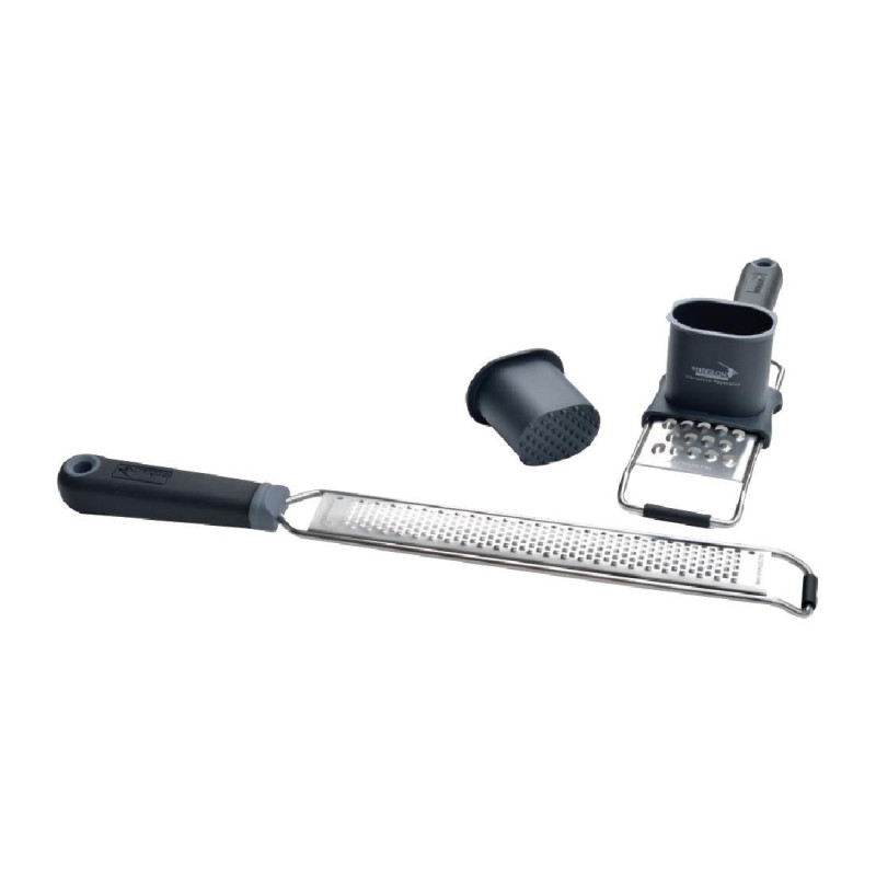 Insieme di 2 grattugie e spingitore DEGLON - Attrezzatura da cucina professionale Insieme di 2 grattugie e spingitore DEGLON - Attrezzatura da cucina professionale