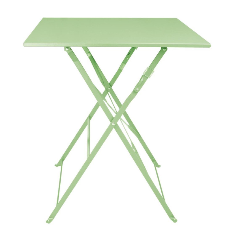 Tavolo quadrato pieghevole Bolero verde chiaro 600 mm in acciaio Tavolo quadrato pieghevole Bolero verde chiaro 600 mm in acciaio