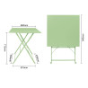Tavolo quadrato pieghevole Bolero verde chiaro 600 mm in acciaio