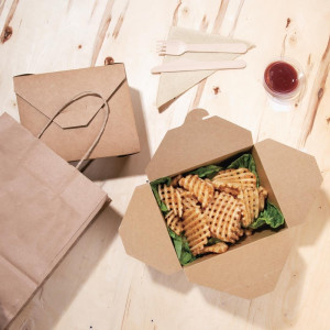 Scatole alimentari in cartone compostabile da 1200 ml - Confezione da 200 | Ecologiche e pratiche