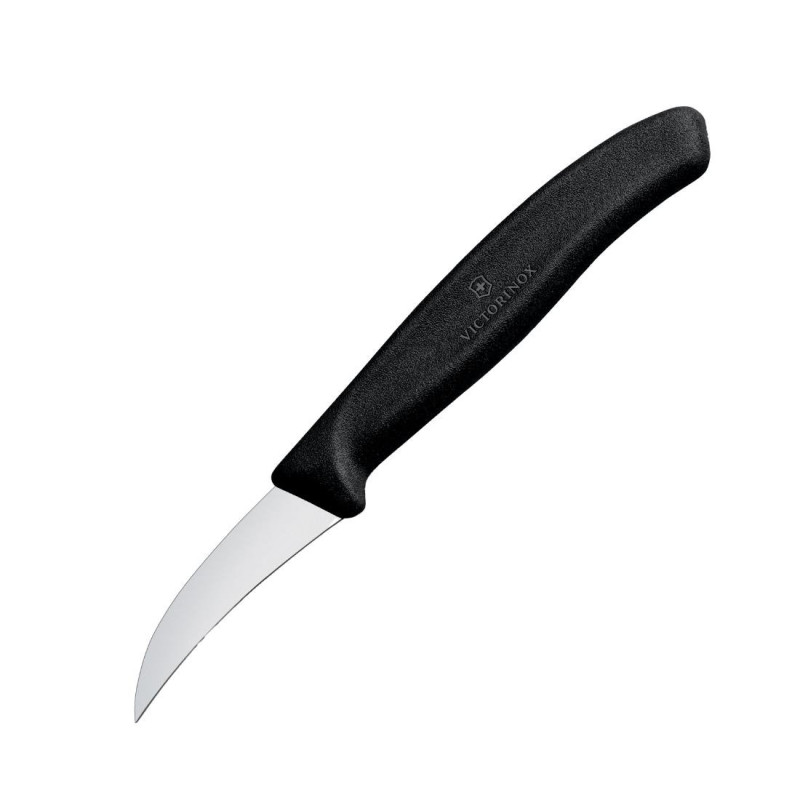 Coltello a becco d'uccello Victorinox 8cm nero: precisione e comfort garantiti Coltello a becco d'uccello Victorinox 8cm nero: precisione e comfort garantiti