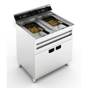Friggitrice elettrica su Armadio 2 x 12 L - 2 x 9000 W - Capacità 24 L - Combisteel