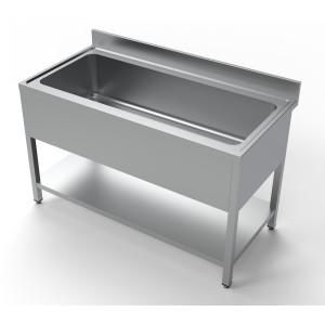 Lavello 1 Vasca Inox - Schienale e Scaffale 1400x700 mm