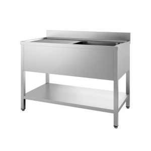 Lavello 1 Vasca con Scolapiatti a Sinistra e Ripiano - Acciaio Inox AISI 304
