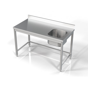 Lavello inox professionale - Vasca a destra e alzatina - Combisteel