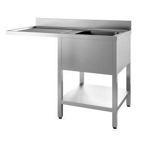 Lavello 1 Vasca Inox con Passaggio Sinistro e Ripiano Smontabile