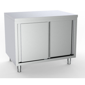 Mobile basso in acciaio inox robusto - Porte scorrevoli - 2000x700 mm