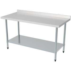 Tavolo Inox con Alzatina e Ripiano - Robusto e Pratico