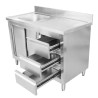 Mobile Lavello 1 Vasca con Alzatina e 3 Cassetti - 1200 x 600 mm - Vasca a Sinistra - Dynasteel