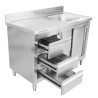 Mobile Lavello 1 Vasca con Alzatina e 3 Cassetti - 1200 x 600 mm - Vasca a Destra - Dynasteel