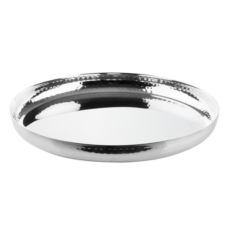 Piatto Rotondo in Acciaio Inox Martellato - 320 x 35 mm - Olympia Piatto Rotondo in Acciaio Inox Martellato - 320 x 35 mm - Olympia