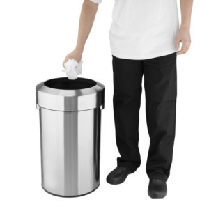 Pattumiera in Acciaio Spazzolato con Coperchio Aperto - 70 L - Bolero
