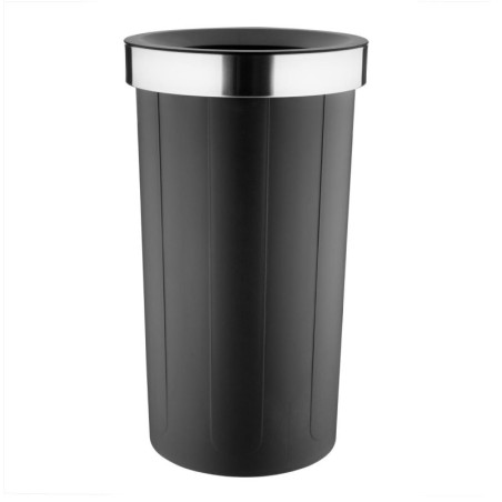 Pattumiera Rotonda Nera in Polipropilene con Coperchio Aperto - 60 L - Bolero