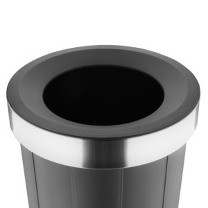 Pattumiera Rotonda Nera in Polipropilene con Coperchio Aperto - 60 L - Bolero
