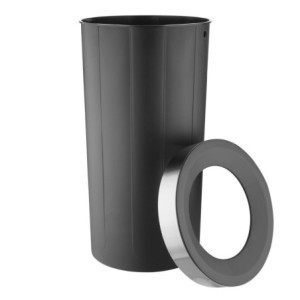Pattumiera Rotonda Nera in Polipropilene con Coperchio Aperto - 60 L - Bolero