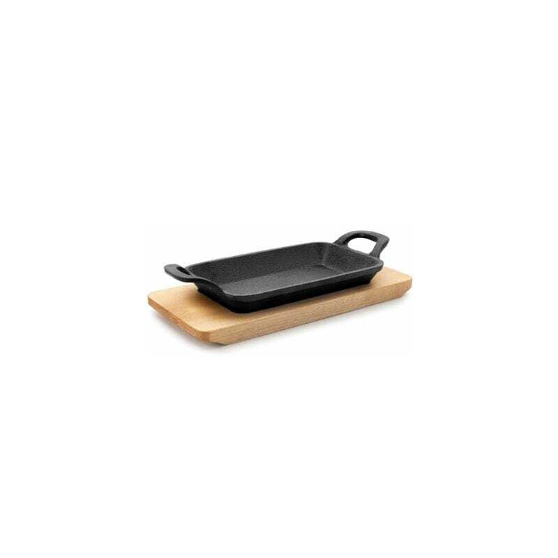 Mini Piastra Grill Liscia con Base in Legno - 225 x 100 mm Lacor Mini Piastra Grill Liscia con Base in Legno - 225 x 100 mm Lacor