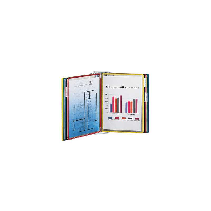 Proteggi documenti girevole da parete A4 in PVC con 10 tasche Proteggi documenti girevole da parete A4 in PVC con 10 tasche