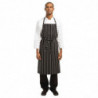 Grembiule Bavaglia Tessuto Premium a Righe Nere e Bianche - Chef Works - Fourniresto