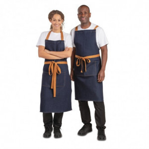 Grembiule da cameriere in denim blu con cintura in cotone 1000 x 700 mm - Whites Chefs Clothing - Fourniresto