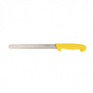 Coltello per tagliare giallo lama dentata 25,5 cm - Hygiplas - Fourniresto