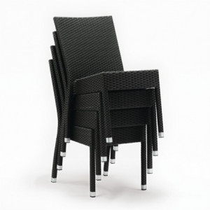 Sedia in rattan impilabile grigio antracite - Set da 4 - Bolero - Fourniresto