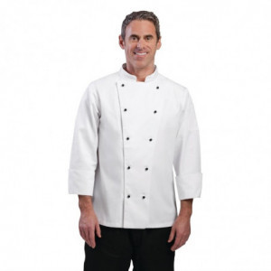 Giacca da cucina unisex Chicago a maniche lunghe bianca taglia L - Abbigliamento per chef bianco - Fourniresto