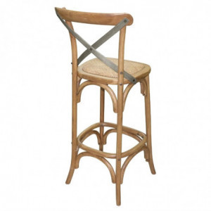 Sgabello da bar in legno con schienale incrociato - metallo - Bolero - Fourniresto