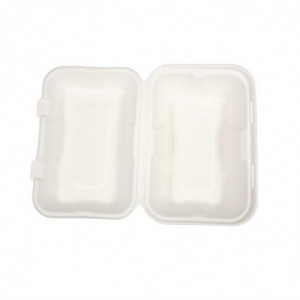 Scatole per pasti in bagassa con coperchio a cerniera - L 228mm - Lotto da 200 - Vegware