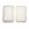 Scatole per pasti in bagassa con coperchio a cerniera - L 228mm - Lotto da 200 - Vegware