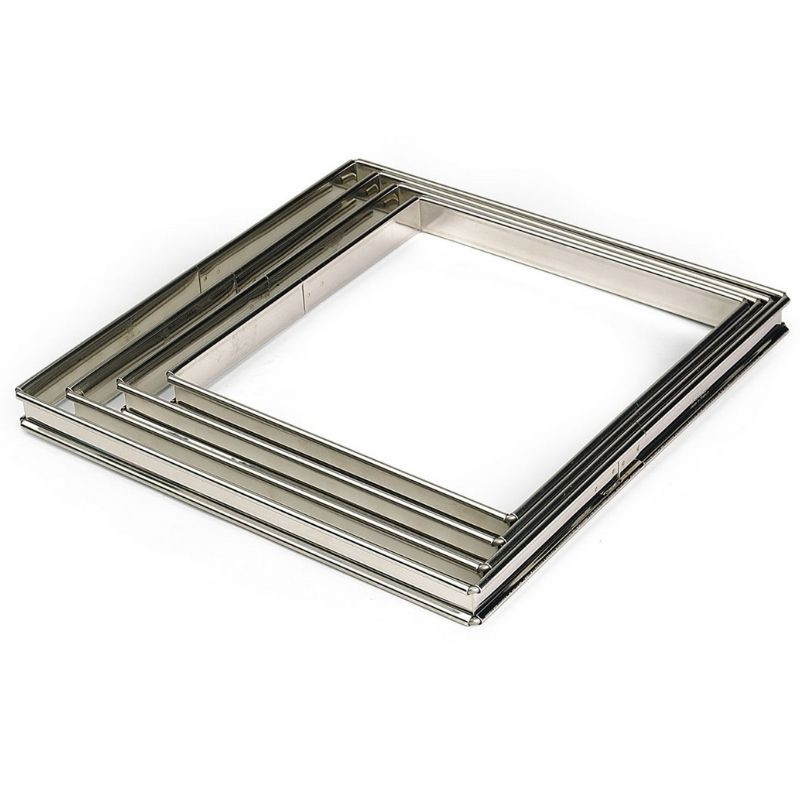 Flan a Torta Quadrato in Acciaio Inox - 200 x 200 mm - TELLIER Flan a Torta Quadrato in Acciaio Inox - 200 x 200 mm - TELLIER