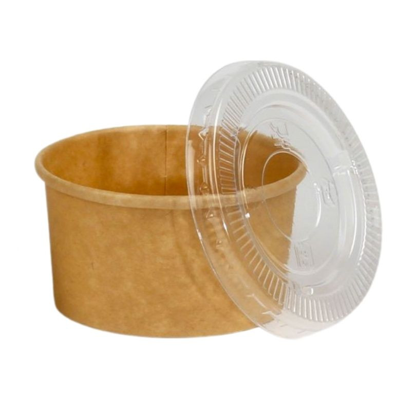 Coperchio in PET per vasetto di salsa in cartone kraft da 60 ml - Lotto da 50 Coperchio in PET per vasetto di salsa in cartone kraft da 60 ml - Lotto da 50