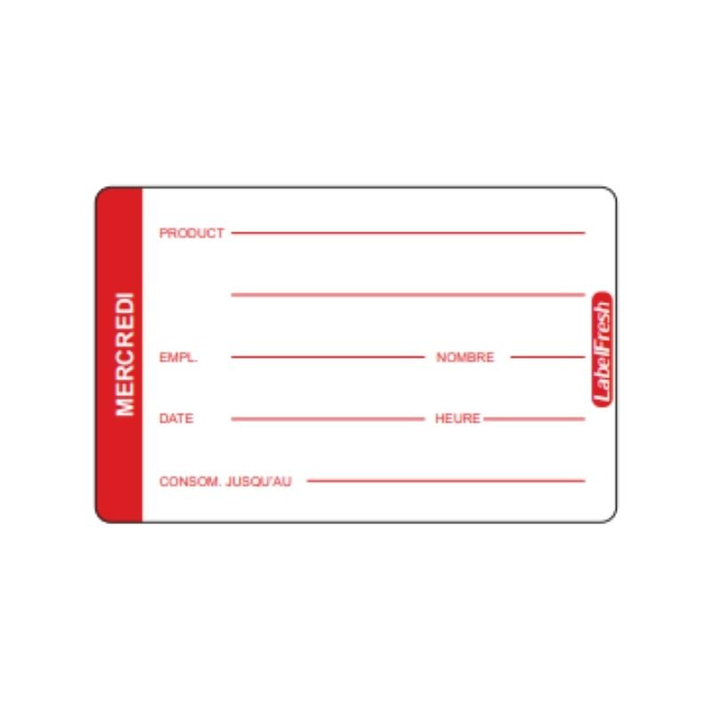 Etichetta di tracciabilità LabelFresh Pro - Mercoledì - 70 x 45 mm - Confezione da 500 - LabelFresh Etichetta di tracciabilità LabelFresh Pro - Mercoledì - 70 x 45 mm - Confezione da 500 - LabelFresh