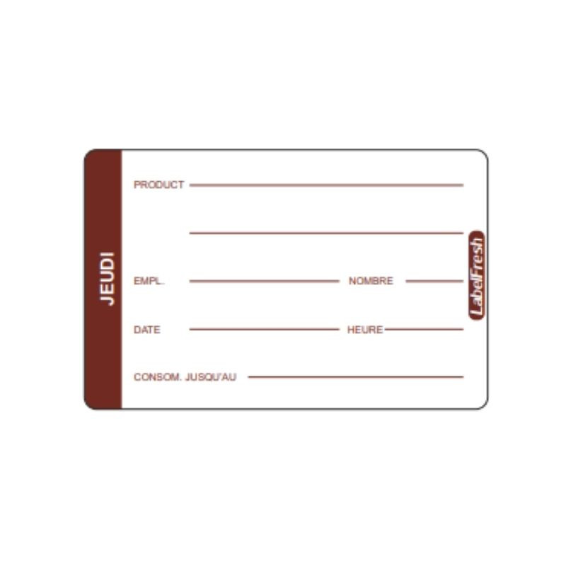 Etichetta di tracciabilità LabelFresh Pro - Giovedì - 70 x 45 mm - Lotto da 500 - LabelFresh Etichetta di tracciabilità LabelFresh Pro - Giovedì - 70 x 45 mm - Lotto da 500 - LabelFresh