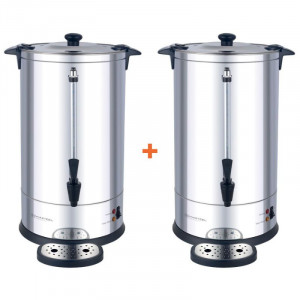 Pacco di 2 Percolatori Professionali da 7 L con Filtro Permanente - 48 Tazze - Dynasteel